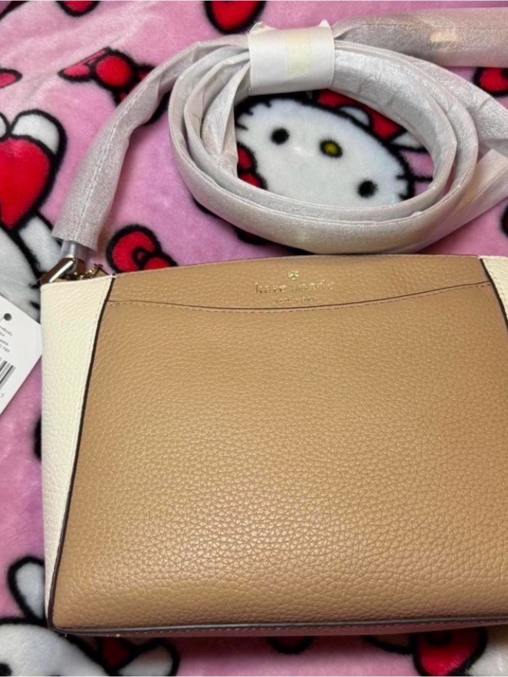 kate spade Tan and Cream Pebbled Leather Colorblock Crossbody
